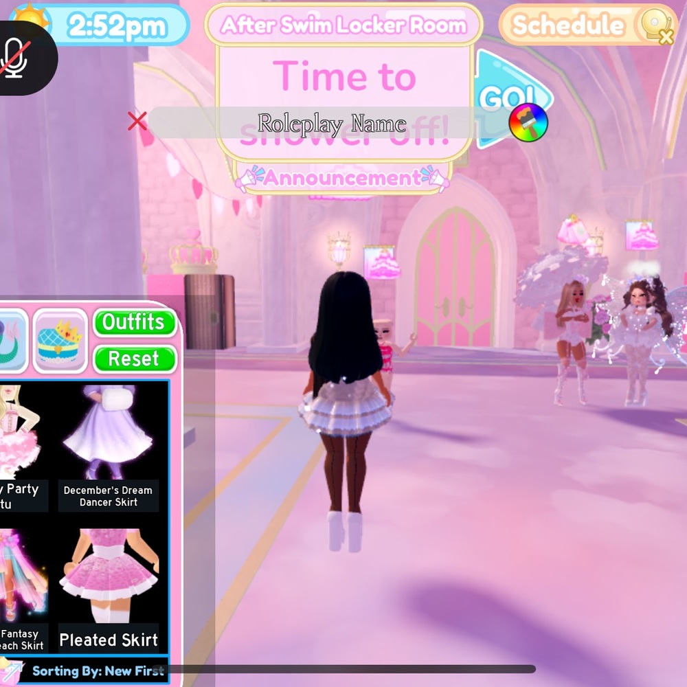 Virtual Pink and White Pleated Skirt